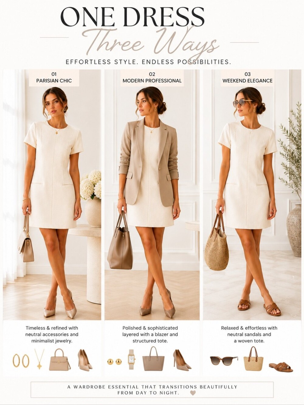 H&M Ivory Lined Shift Dress | Short Sleeve | Size Small - Picture 3 of 8